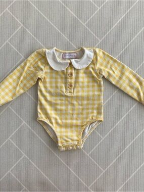 Sweet Honey Yellow Gingham Peter Pan Collar One-Piece Girl’s Size 3T